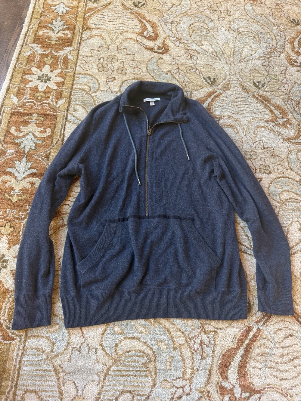 Autumn Cashmere Men's Navy Half-Zip Drawstring Sweater